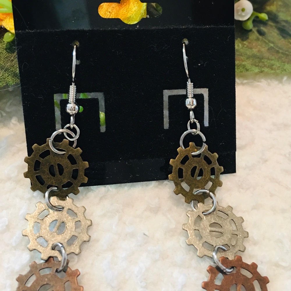 “Steam Punk” Tri-color Earrings